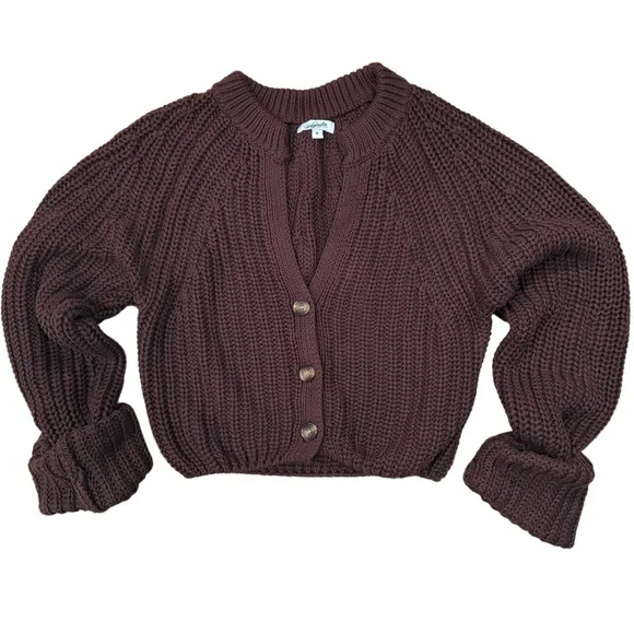 Magnolia Chunky Deep Brown Button Down Cardigan - Picture 3 of 7